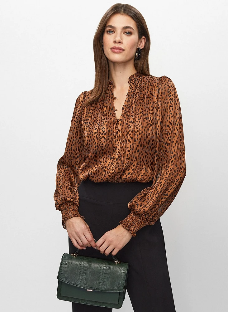 Animal Print Chiffon Top