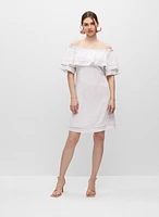 Robe en lin mélangé à épaules dénudées