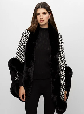 Faux Fur Trim Poncho