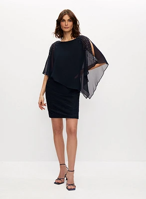 BA Nites - Robe poncho à manches fendues et pierres