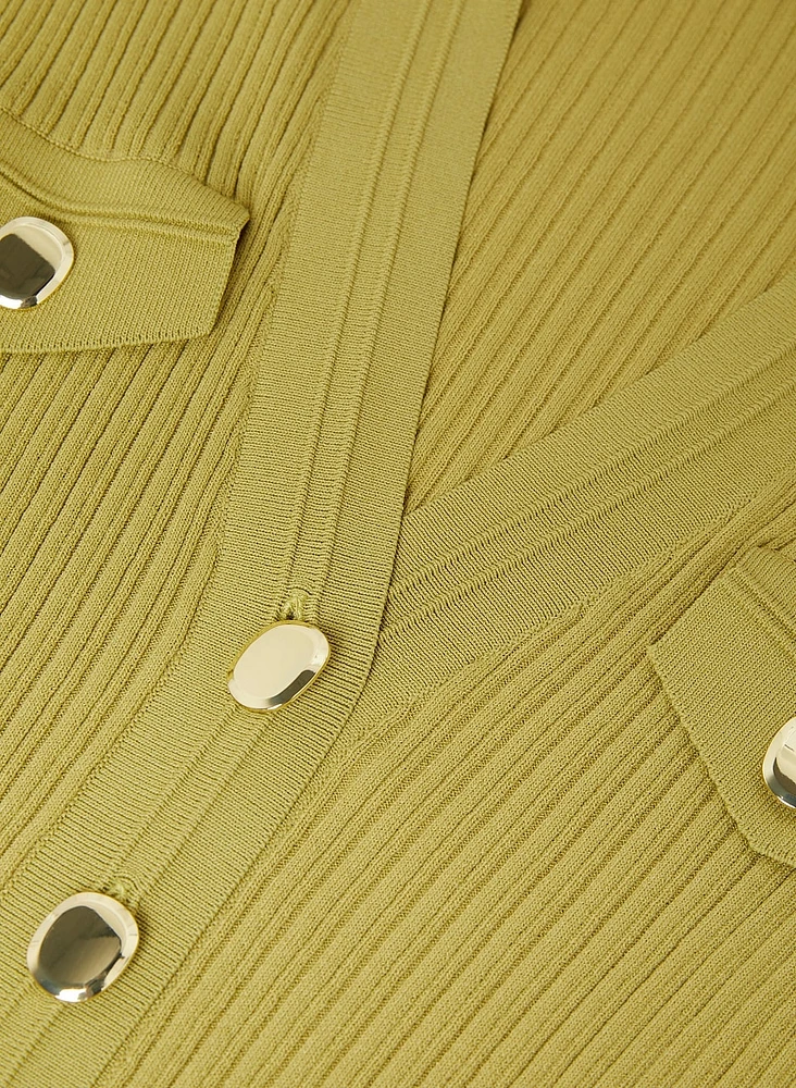 Gold Button Rib Knit Top