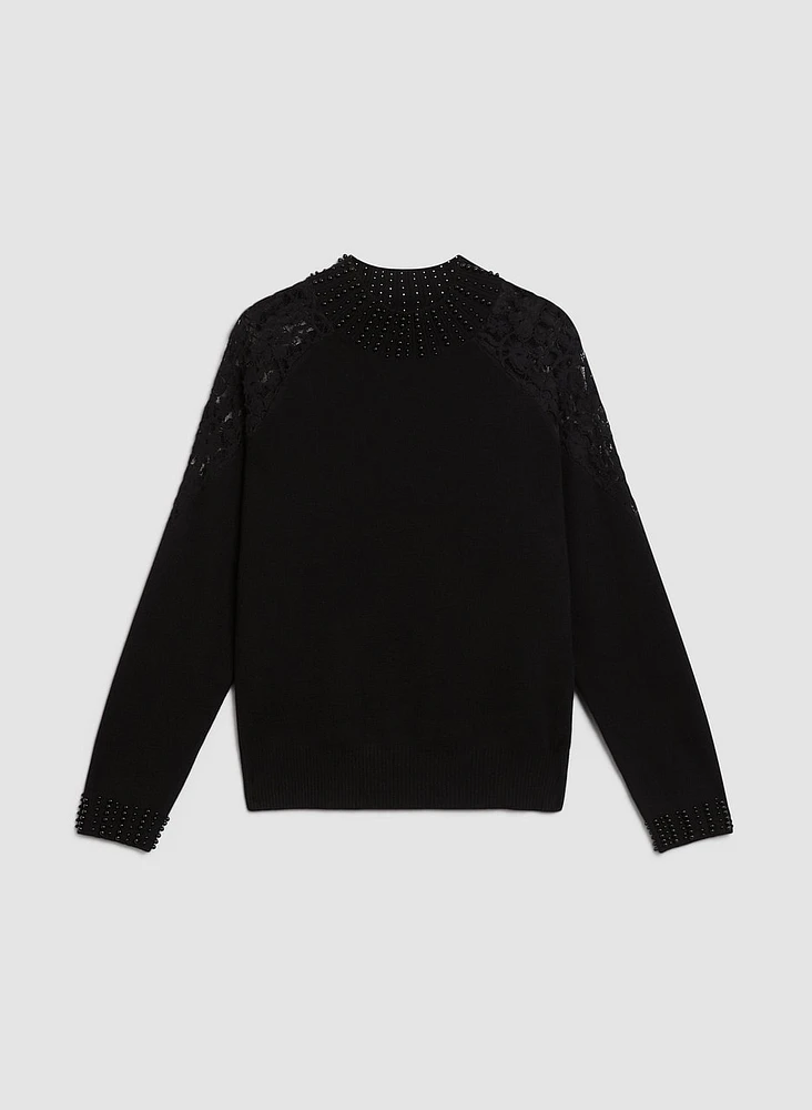 Mesh & Pearl Detail Sweater