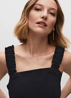 Robe midi à bretelles froncées