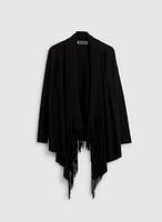 Cardigan à franges et ourlet asymétrique
