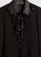 Chemisier avec col à jabot en sequins