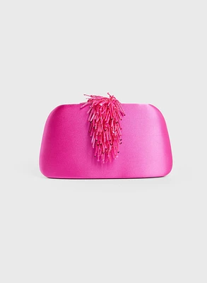 Pochette satiné à cascade de sequins