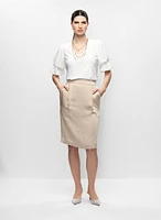 Tiered Sleeves Top & Satin Pencil Skirt