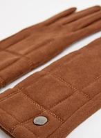 Gants en faux suède à motif matelassé