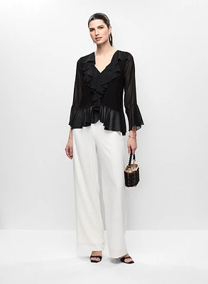 Haut avec volants en chiffon et pantalon large