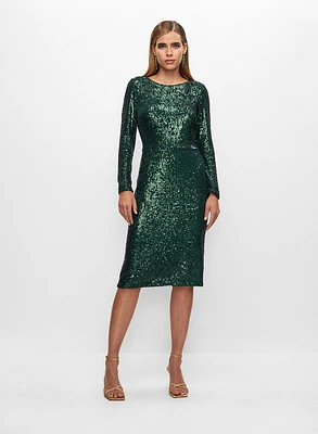 Robe en sequins à encolure bateau