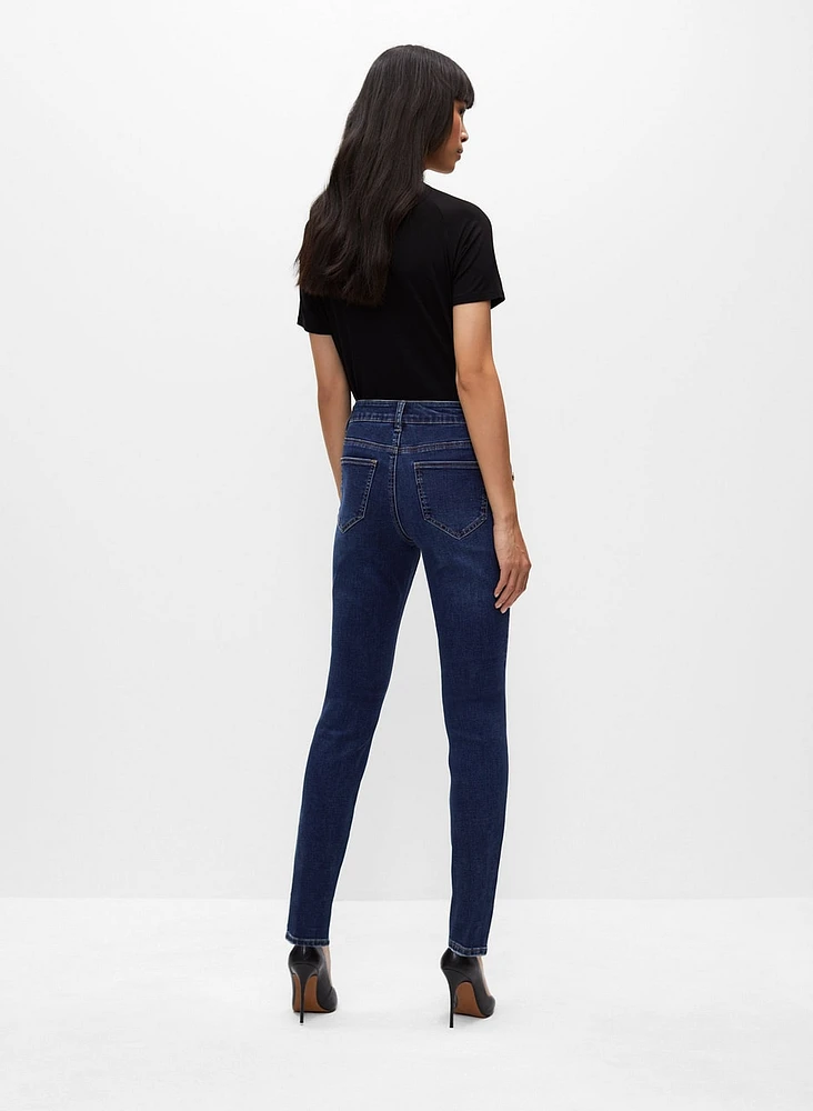 Button Detail Slim Leg Jeans