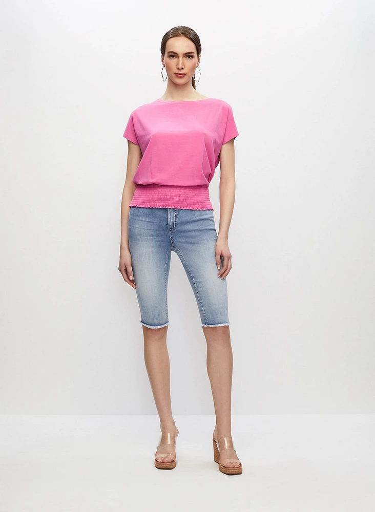 Short bermuda en denim à bordure argentée