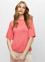 Smocked Flare Sleeve Top