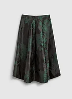 High-Low Floral Motif Midi Skirt