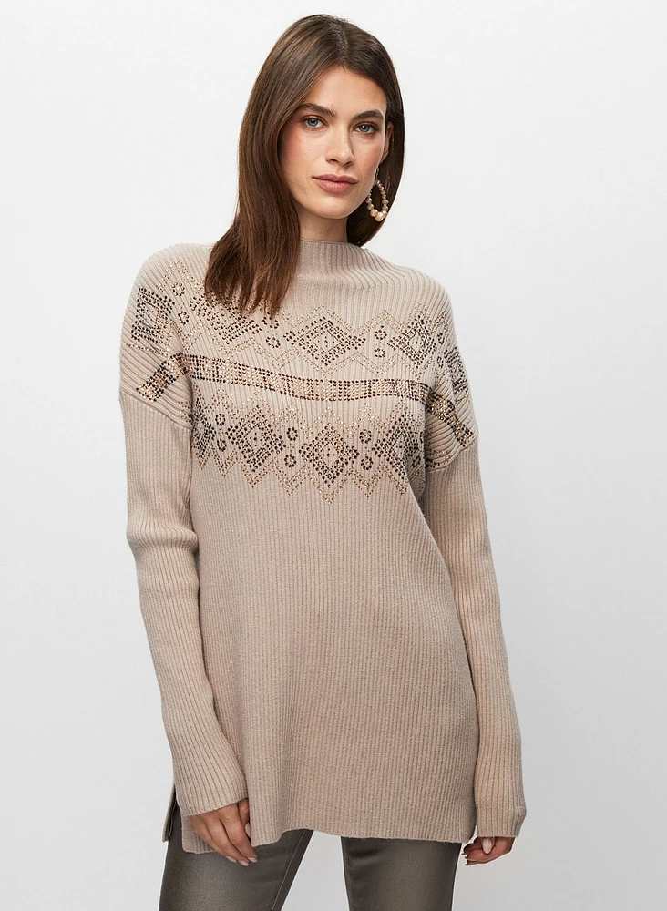 Rhinestone Detail Knit Sweater