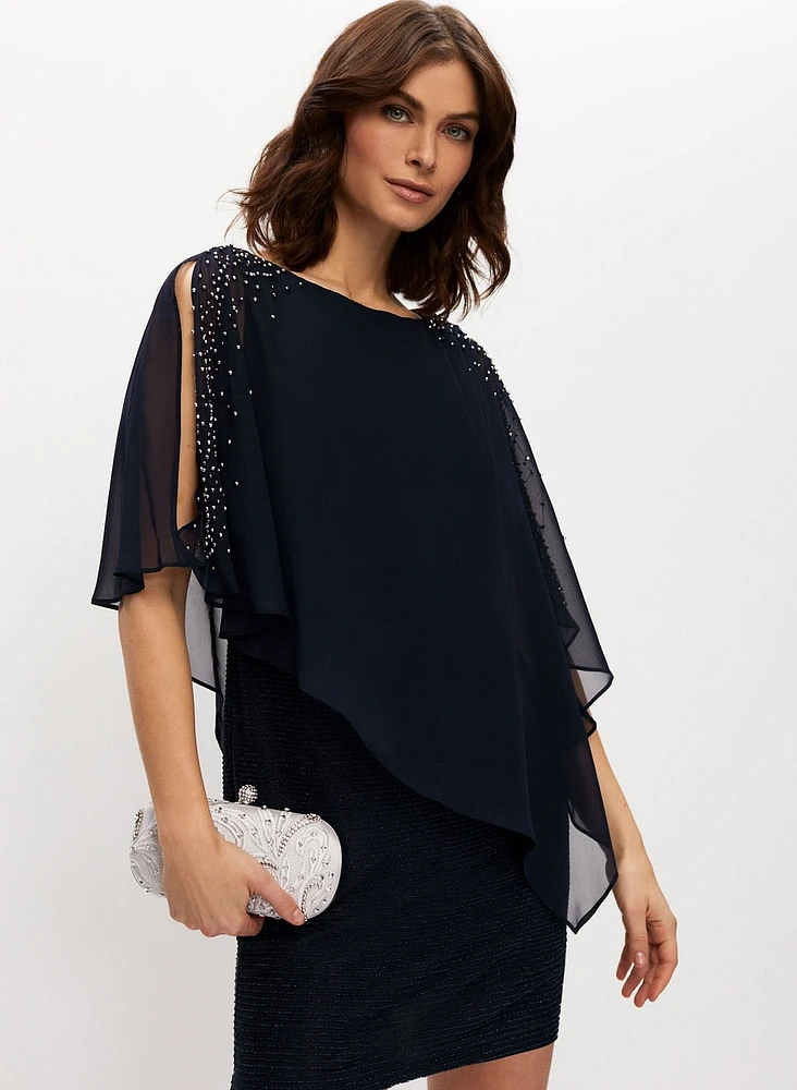 BA Nites - Robe poncho à manches fendues et pierres