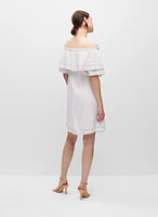 Robe en lin mélangé à épaules dénudées