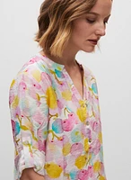 Abstract Cherry Print Tencel Tunic