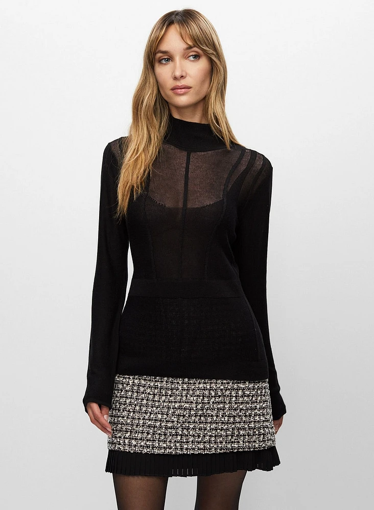 Sheer Mock Neck Sweater