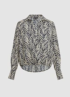 Wrap-Style Chevron Print Blouse