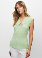 Ring Detail Cap Sleeve Top