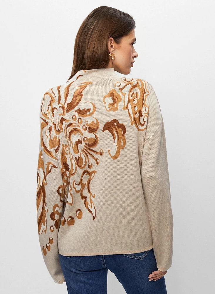 Floral Funnel Neck Sweater