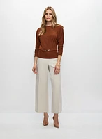 Textured Knit Belted Top