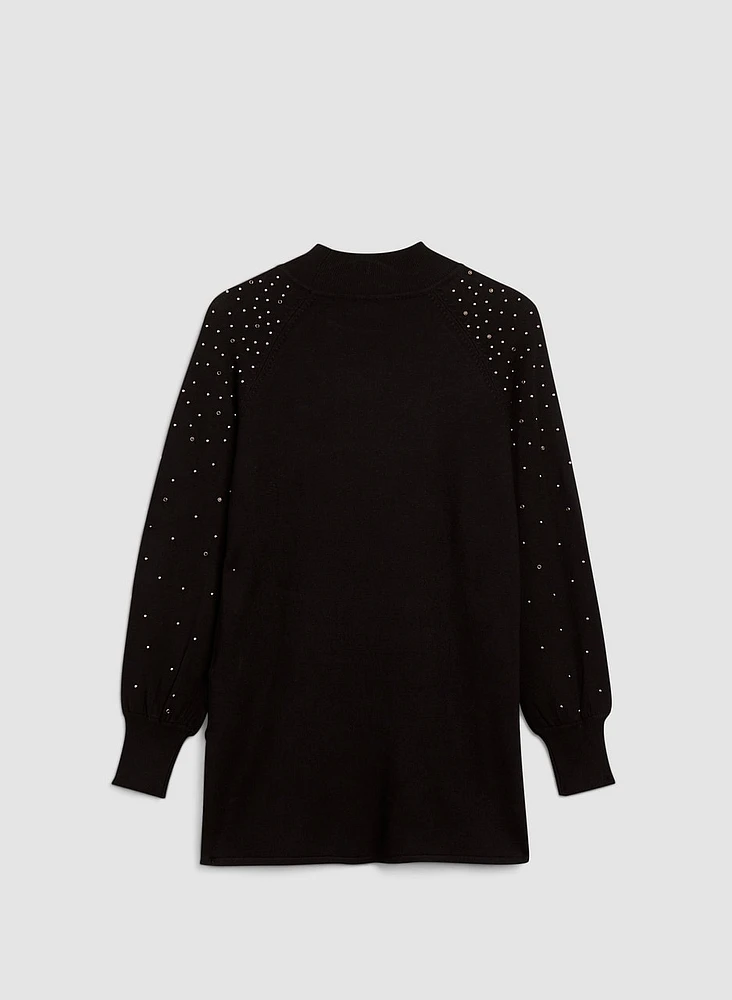 Stud Detail Mock Neck Sweater