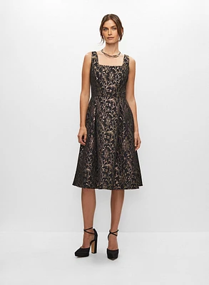 Robe sans manche à motif feuilles