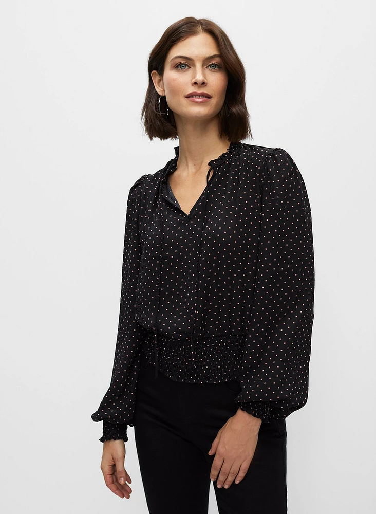 Polka Dot Puff Sleeve Blouse