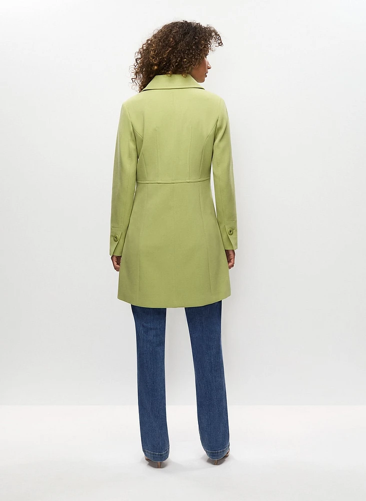 Button Front Tricotine Trench Coat