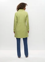 Button Front Tricotine Trench Coat