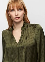 Polka Dot Motif Satin Blouse