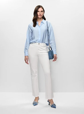 Crinkle Effect Blouse & High-Rise Straight Leg Pants