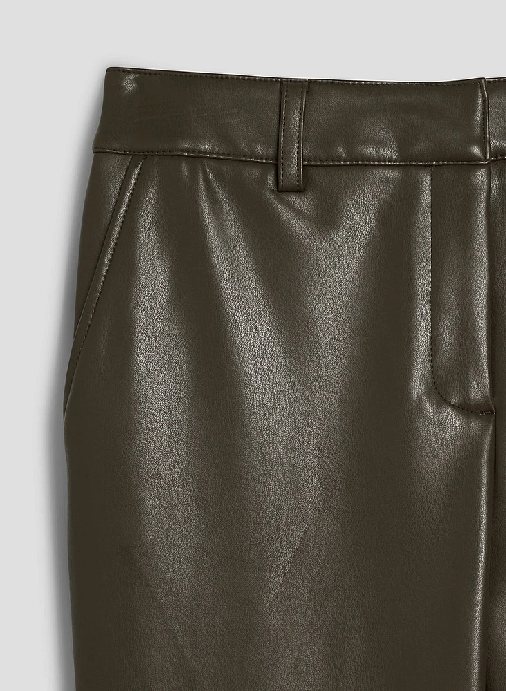 Vegan Leather Straight Leg Pants