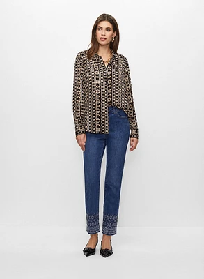 Chain Print Shirt & Embellished Jeans