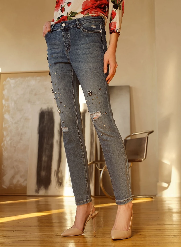 Embellished Slim Leg Jeans