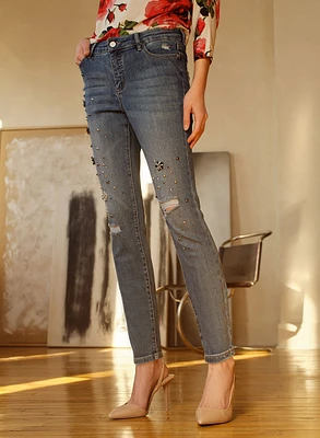 Embellished Slim Leg Jeans