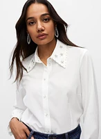 Pearl Embellished Button-Up Shirt