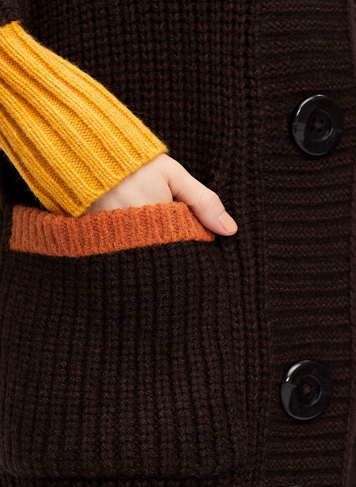 Hooded Button Detail Cardigan
