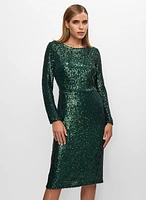 Robe en sequins à encolure bateau
