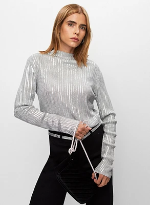 Sequin Rib Knit Sweater