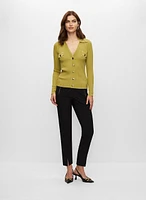 Gold Button Rib Knit Top
