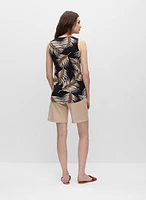 Sleeveless Palm Leaf Print Top