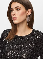 Sequin Detail Crew Neck Top
