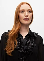 Chemisier avec col à jabot en sequins