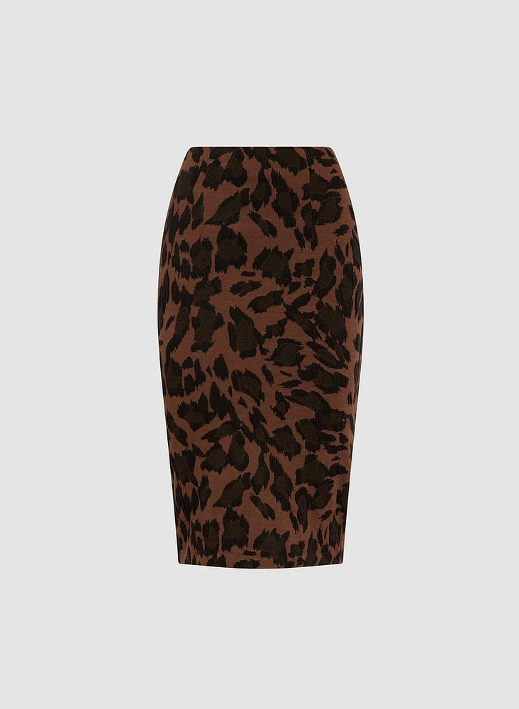 Pull-On Leopard Motif Skirt
