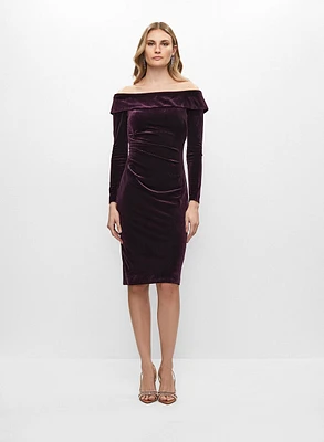 Stretch Velvet Off-the-Shoulder Dress