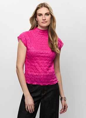 Funnel Neck Cap Sleeve Top