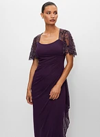 Beaded Sleeve Chiffon Dress